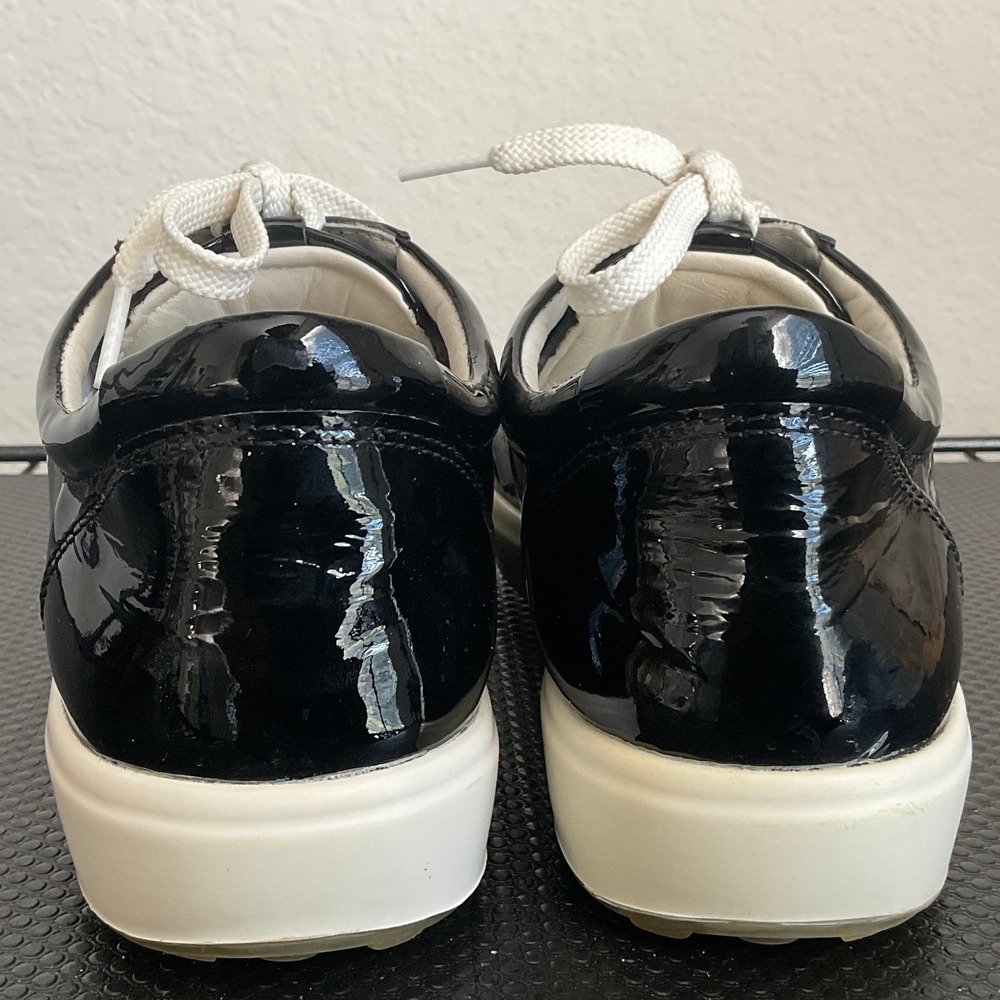 ECCO Soft 7 Womens 8.5 Black Patent Leather Lace Up Sneakers 39 47030301001 - Picture 3 of 14